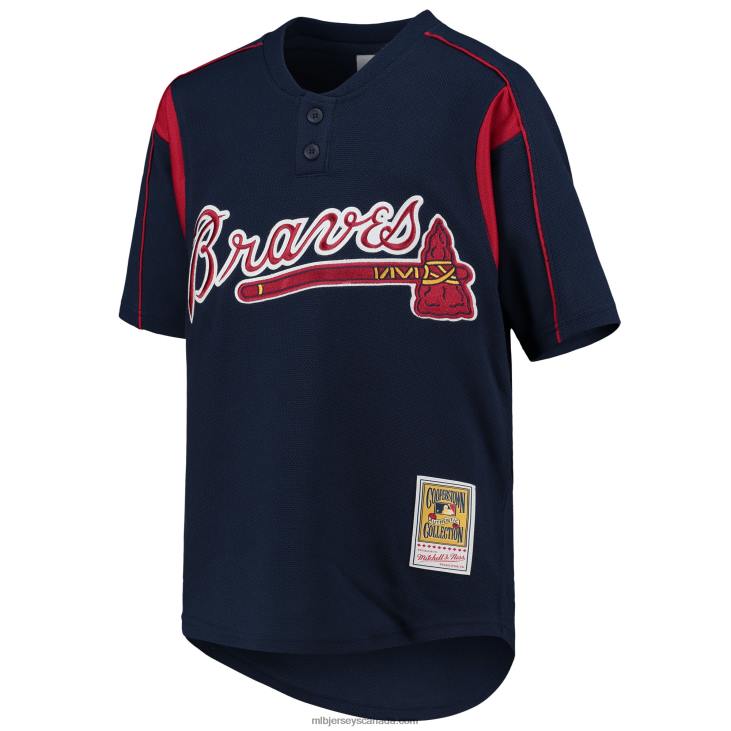 Youth Atlanta Braves Chipper Jones Mitchell & Ness Navy Cooperstown Collection Mesh Batting Practice Jersey MLB Jerseys 6P0T1026