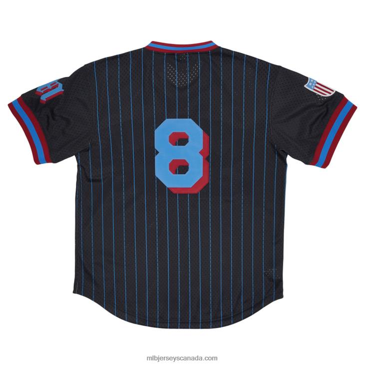Youth Miami Giants #8 Black Mesh Replica V-Neck Jersey MLB Jerseys 6P0T1585