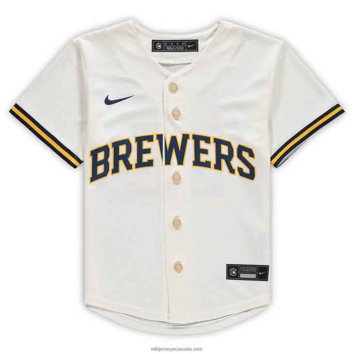 Preschool Milwaukee Brewers Christian Yelich Nike Cream Home Replica Player Jersey MLB Jerseys 6P0T1351