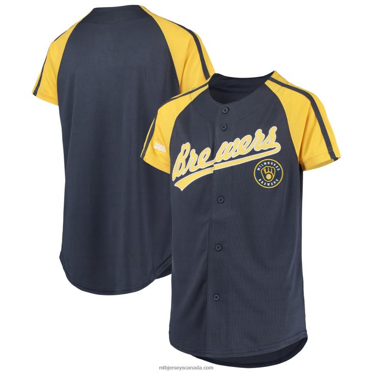 Youth Milwaukee Brewers Stitches Navy Team Logo Jersey MLB Jerseys 6P0T1446