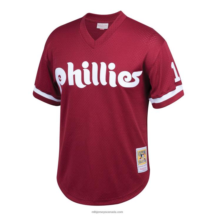 Youth Philadelphia Phillies Darren Daulton Mitchell & Ness Burgundy Cooperstown Collection Mesh Batting Practice Jersey MLB Jerseys 6P0T914