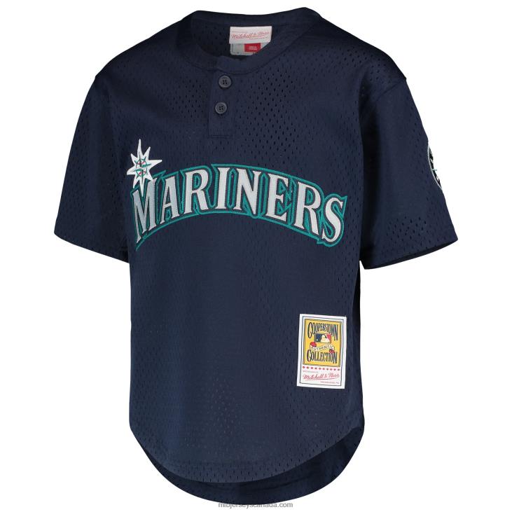 Youth Seattle Mariners Ichiro Suzuki Mitchell & Ness Navy Cooperstown Collection Mesh Batting Practice Jersey MLB Jerseys 6P0T1052