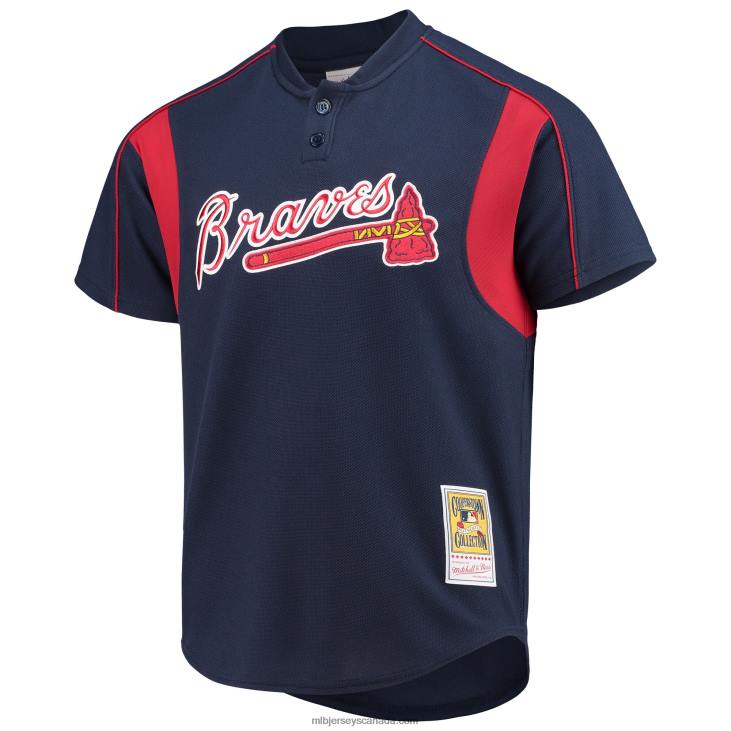 Men Atlanta Braves Chipper Jones Mitchell & Ness Navy Cooperstown Collection Mesh Batting Practice Jersey MLB Jerseys 6P0T579