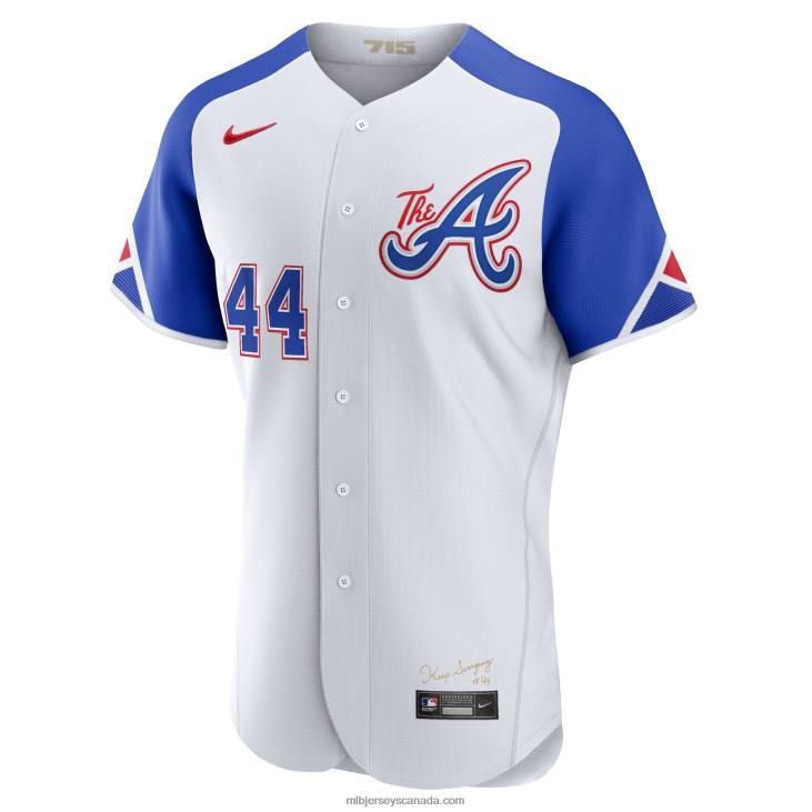 Men Atlanta Braves Hank Aaron Nike White 2023 City Connect Authentic Player Jersey MLB Jerseys 6P0T572