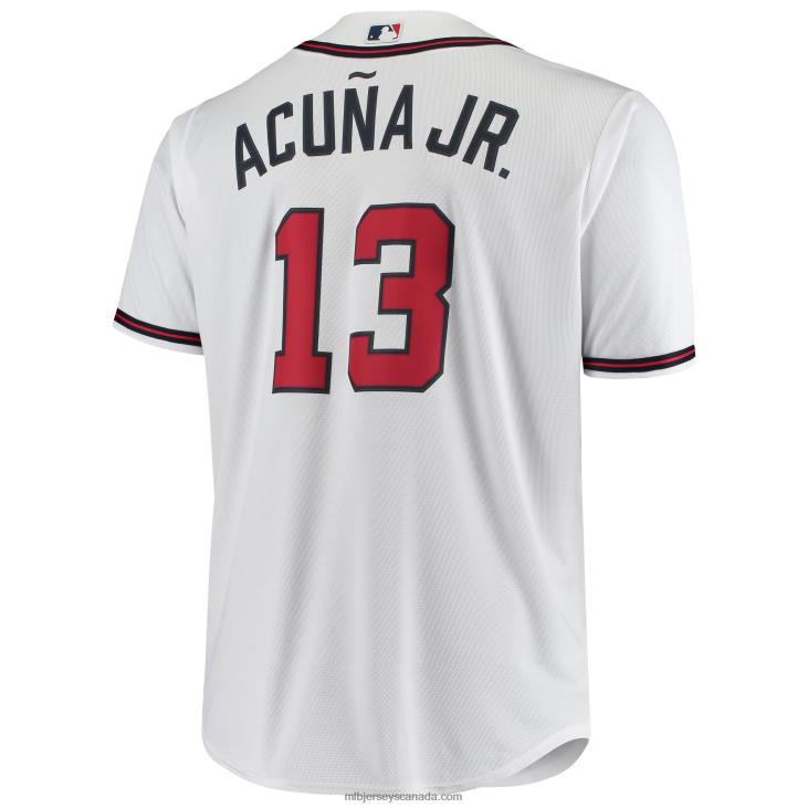 Men Atlanta Braves Ronald Acuna Jr. White Big & Tall Replica Player Jersey MLB Jerseys 6P0T775