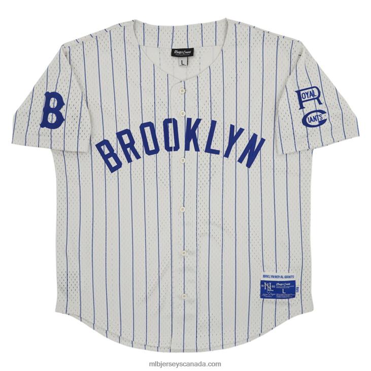 Men Brooklyn Royal Giants #5 Rings & Crwns Cream Mesh Button-Down Replica Jersey MLB Jerseys 6P0T1292