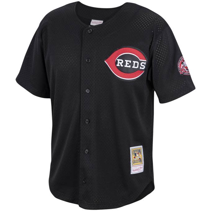 MLB Jerseys Men Cincinnati Reds Ken Griffey Jr. Mitchell & Ness Black Cooperstown Collection Batting Practice Jersey 6P0T11