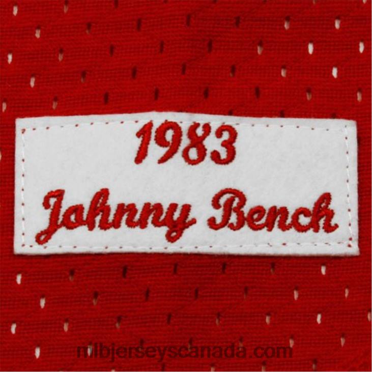 Men Cincinnati Reds Johnny Bench Mitchell & Ness Red 1983 Authentic Cooperstown Collection Mesh Batting Practice Jersey MLB Jerseys 6P0T665