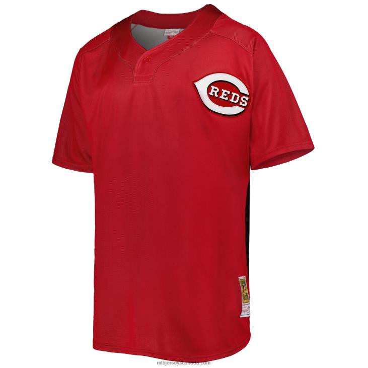 Men Cincinnati Reds Ken Griffey Jr. Mitchell & Ness Red Cooperstown Collection Mesh Batting Practice Jersey MLB Jerseys 6P0T638