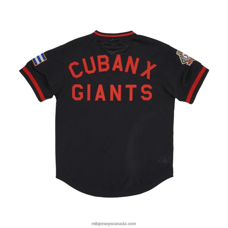 Men Cuban Giants Rings & Crwns Black Mesh Replica V-Neck Jersey MLB Jerseys 6P0T1364