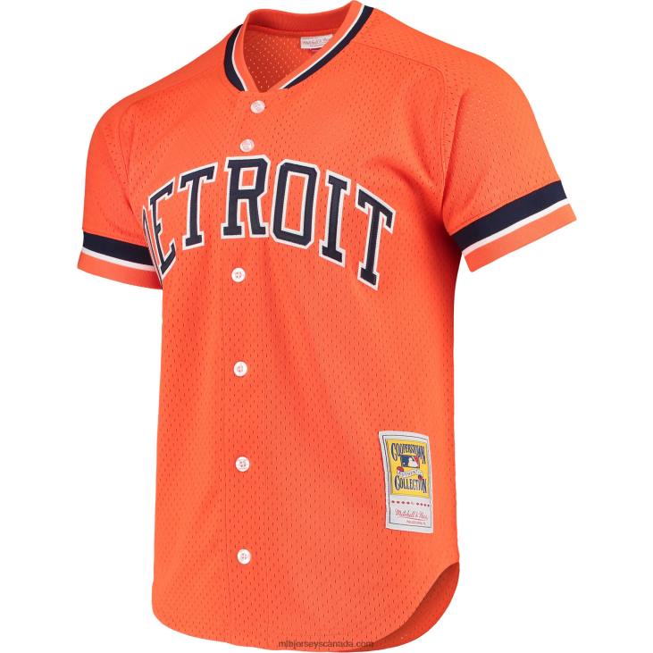 Men Detroit Tigers Kirk Gibson Mitchell & Ness Orange Fashion Cooperstown Collection Mesh Batting Practice Jersey MLB Jerseys 6P0T806