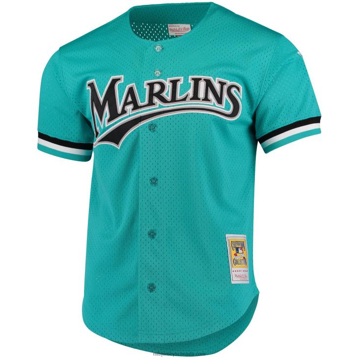 Men Florida Marlins Andre Dawson Mitchell & Ness Teal Fashion Cooperstown Collection Mesh Batting Practice Jersey MLB Jerseys 6P0T647
