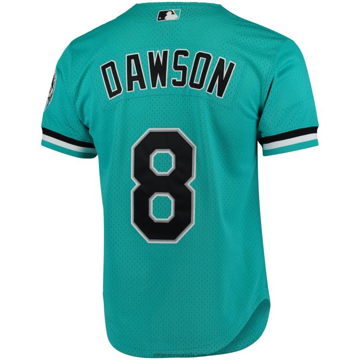 Men Florida Marlins Andre Dawson Mitchell & Ness Teal Fashion Cooperstown Collection Mesh Batting Practice Jersey MLB Jerseys 6P0T647