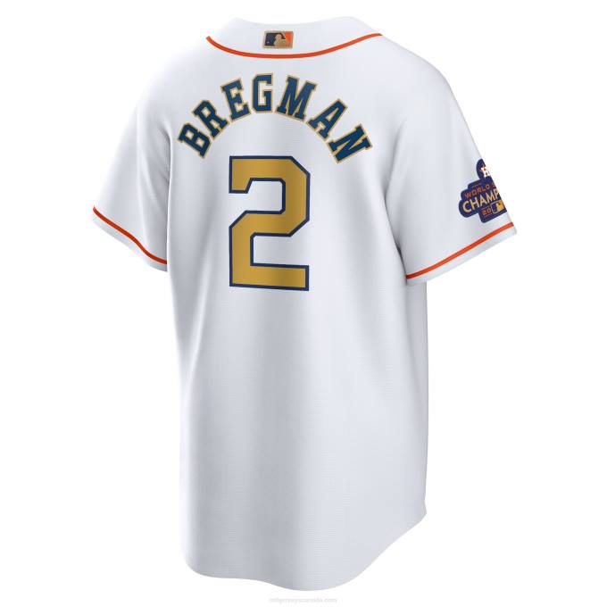 MLB Jerseys Men Houston Astros Alex Bregman Nike White/Gold 2023 Gold Collection Replica Player Jersey 6P0T90