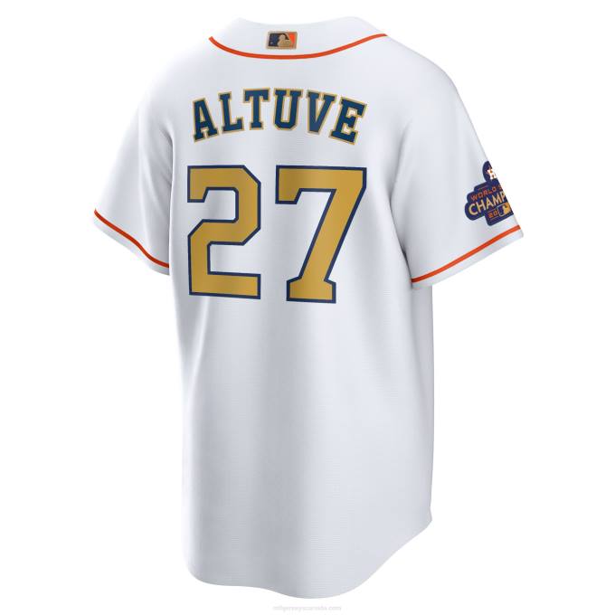 MLB Jerseys Men Houston Astros Jose Altuve Nike White/Gold 2023 Gold Collection Replica Player Jersey 6P0T44