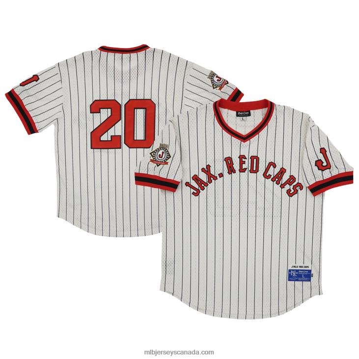 Men Jacksonville Red Caps #20 Rings & Crwns Cream Mesh Replica V-Neck Jersey MLB Jerseys 6P0T1428 Men Jacksonville Red Caps #20 Rings & Crwns Cream Mesh Replica V-Neck Jersey MLB Jerseys 6P0T1428