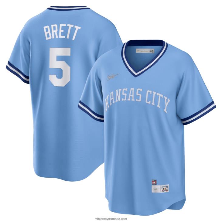 Men Kansas City Royals George Brett Nike Light Blue Road Cooperstown Collection Player Jersey MLB Jerseys 6P0T498