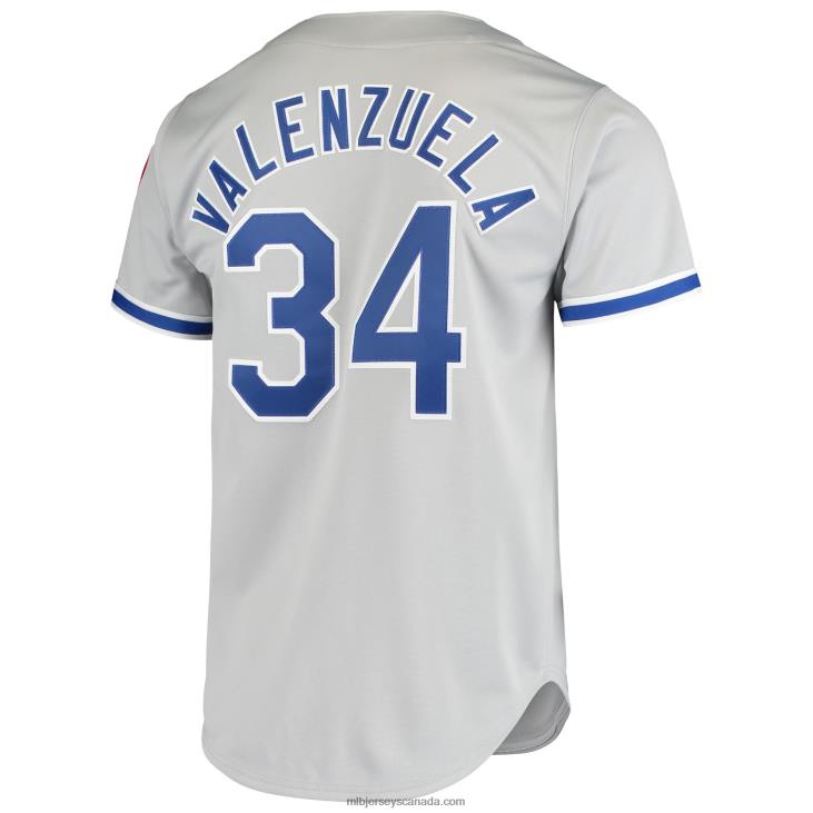 Men Los Angeles Dodgers Fernando Valenzuela Mitchell & Ness Gray Road 1981 Cooperstown Collection Authentic Jersey MLB Jerseys 6P0T671