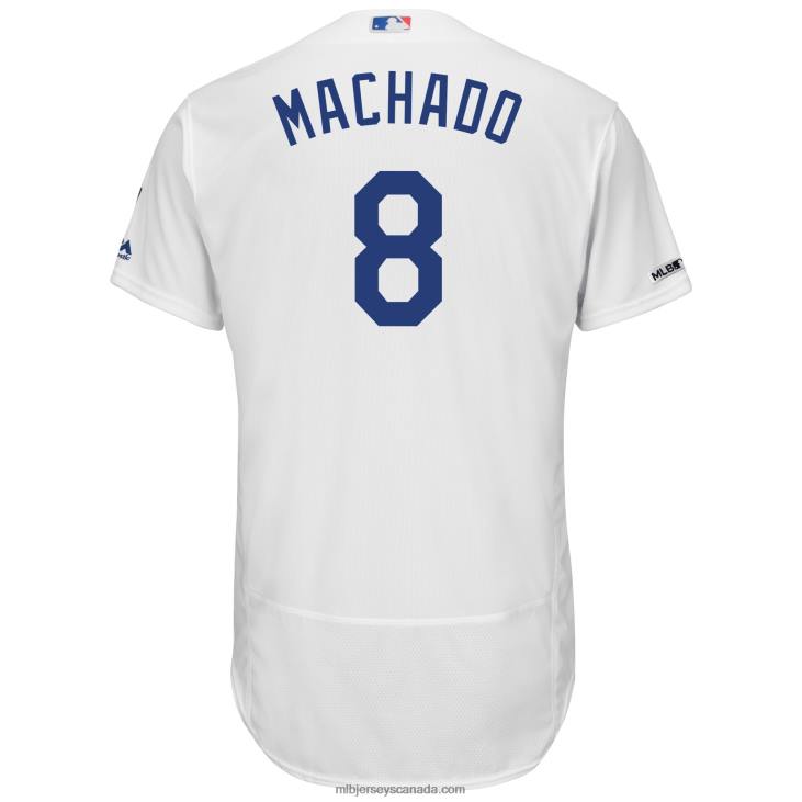 Men Los Angeles Dodgers Manny Machado Majestic White Home Authentic Collection Flex Base Player Jersey MLB Jerseys 6P0T1176