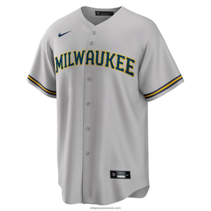Men Milwaukee Brewers Christian Yelich Nike Gray Alternate Replica Player Jersey MLB Jerseys 6P0T270
