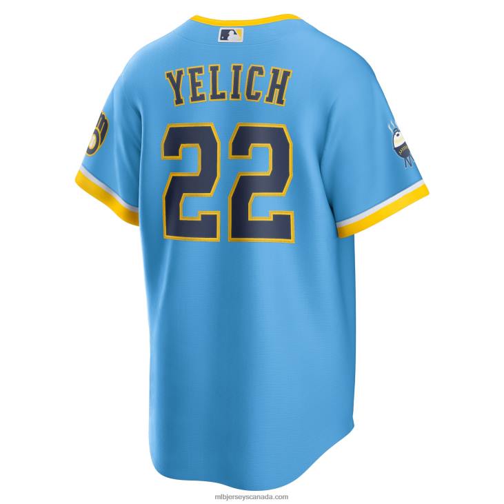 Men Milwaukee Brewers Christian Yelich Nike Powder Blue 2022 City Connect Replica Player Jersey MLB Jerseys 6P0T370
