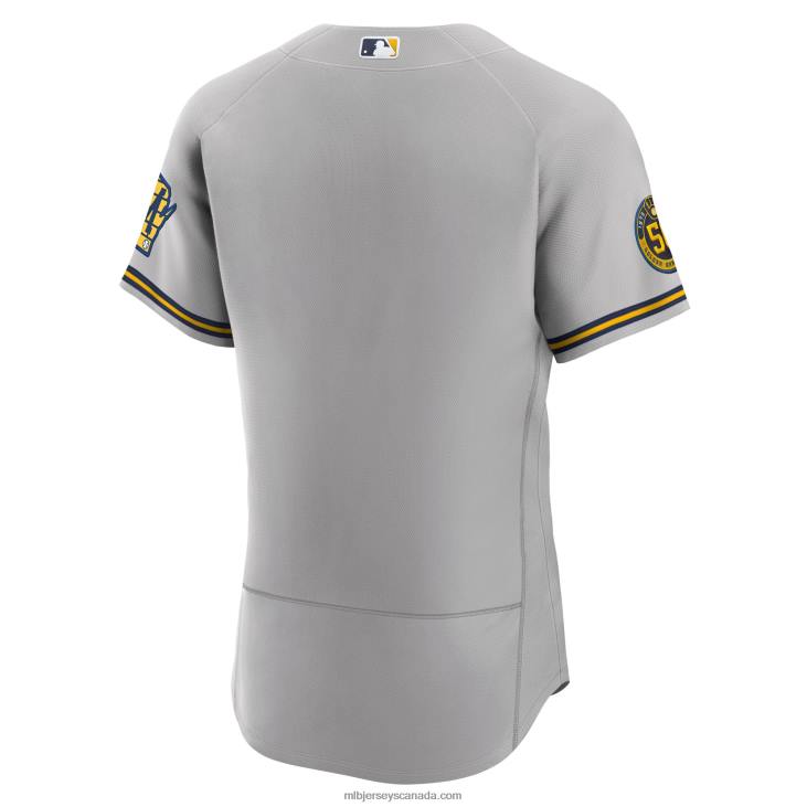 Men Milwaukee Brewers Nike Gray Road Authentic Team Jersey MLB Jerseys 6P0T1557