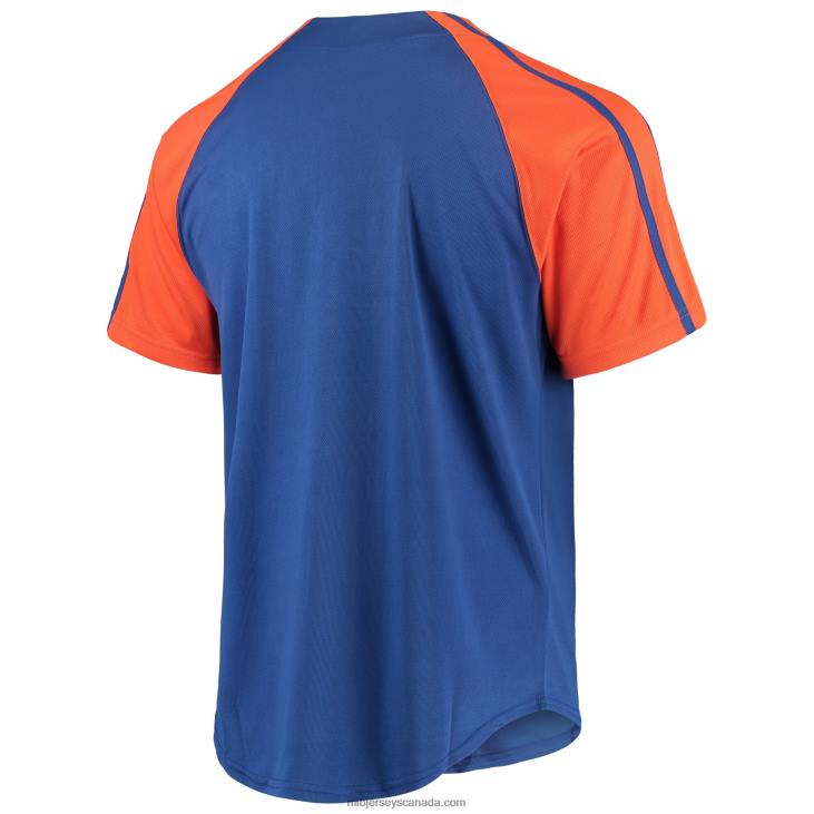 Men New York Mets Stitches Royal Button-Down Raglan Replica Jersey MLB Jerseys 6P0T776