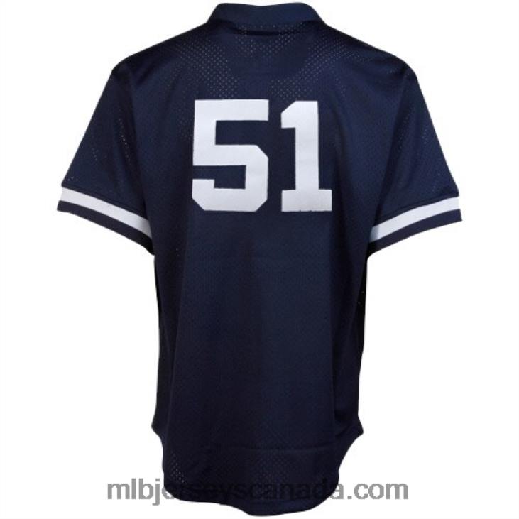 Men New York Yankees Bernie Williams Mitchell & Ness Navy Cooperstown Mesh Batting Practice Jersey MLB Jerseys 6P0T999