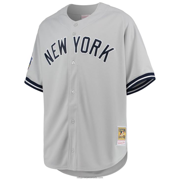 Men New York Yankees Derek Jeter Mitchell & Ness Gray 1998 Cooperstown Collection Road Authentic Jersey MLB Jerseys 6P0T851