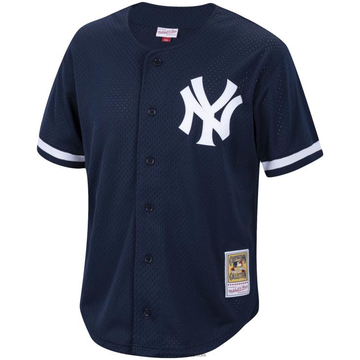 Men New York Yankees Reggie Jackson Mitchell & Ness Navy Cooperstown Collection Mesh Batting Practice Jersey MLB Jerseys 6P0T336