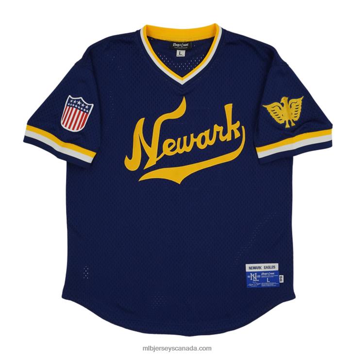 Men Newark Eagles #5 Rings & Crwns Navy Mesh Replica V-Neck Jersey MLB Jerseys 6P0T1461