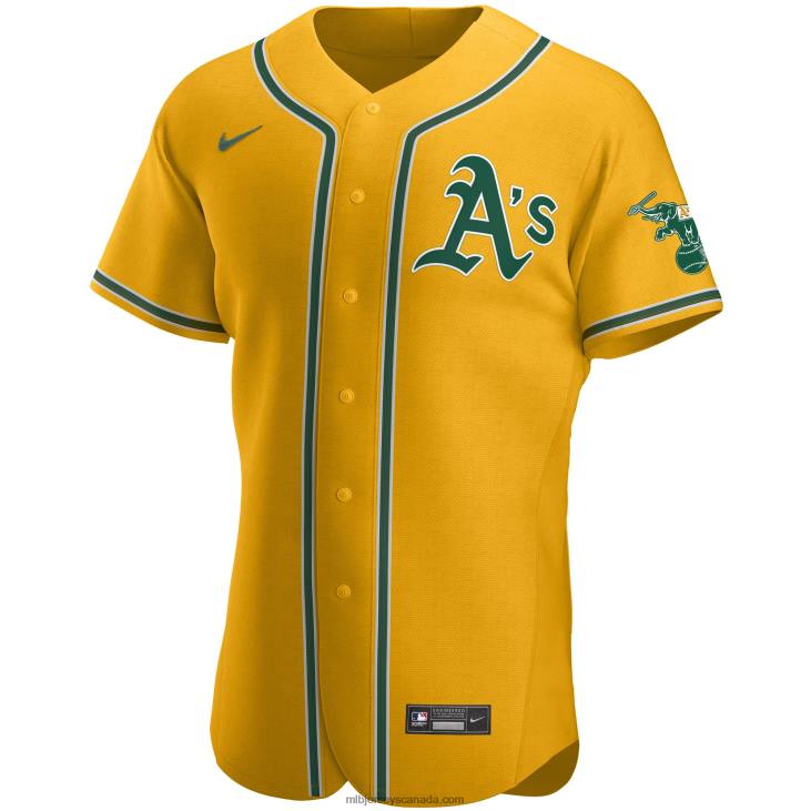 Men Oakland Athletics Nike Gold Authentic Official Team Jersey MLB Jerseys 6P0T1416