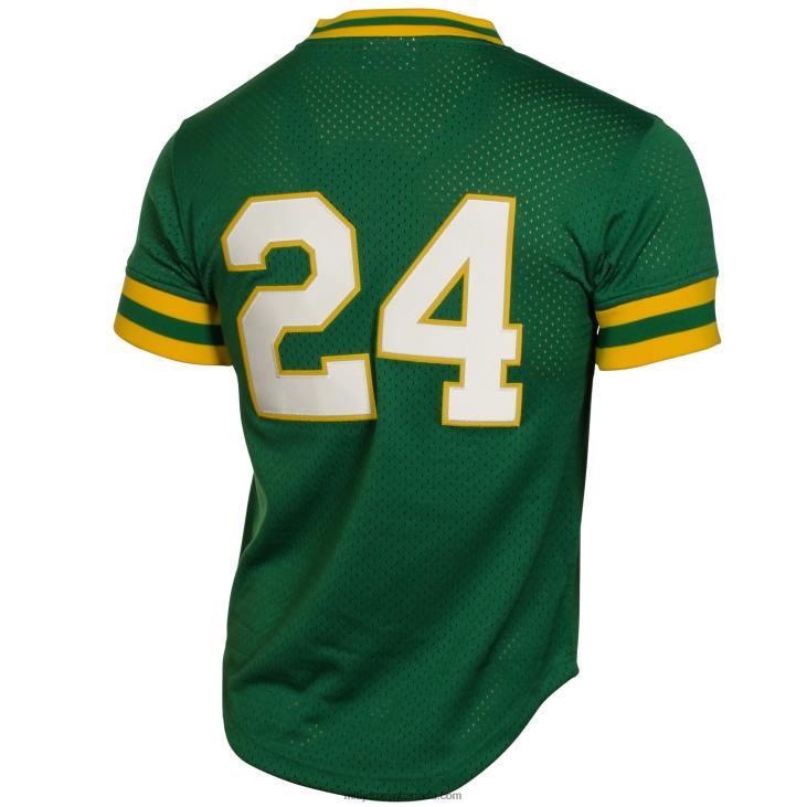 Men Oakland Athletics Rickey Henderson Mitchell & Ness Green 1991 Cooperstown Mesh Batting Practice Jersey MLB Jerseys 6P0T704