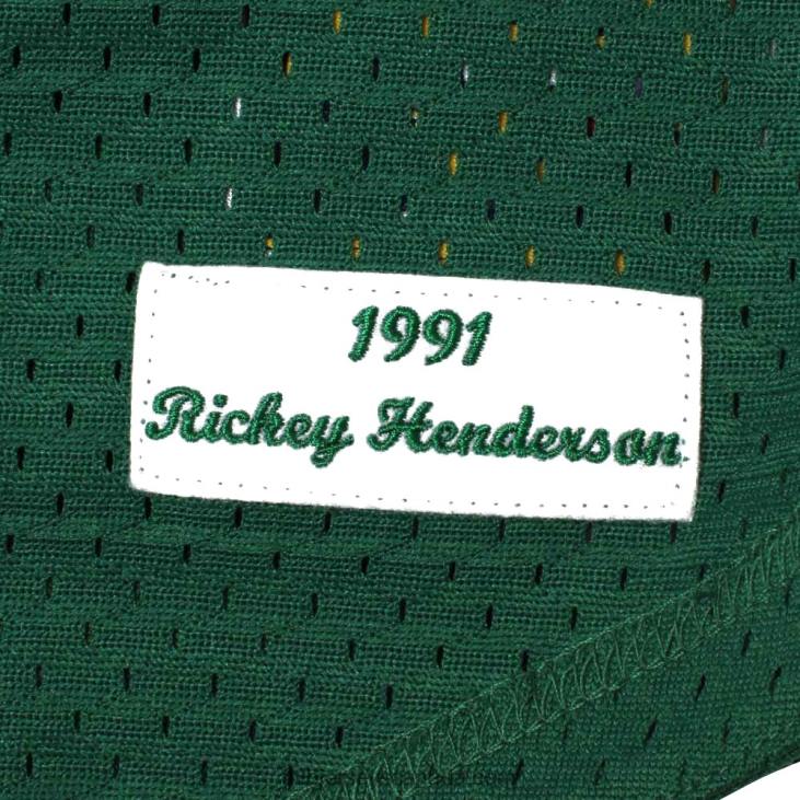 Men Oakland Athletics Rickey Henderson Mitchell & Ness Green 1991 Cooperstown Mesh Batting Practice Jersey MLB Jerseys 6P0T704