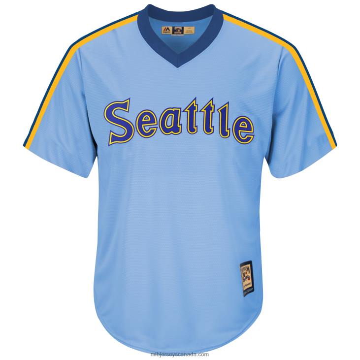 Men Seattle Mariners Majestic Light Blue Cooperstown Cool Base Replica Team Jersey MLB Jerseys 6P0T1280