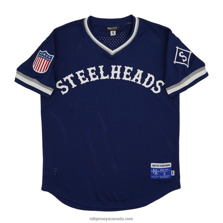 Men Seattle Steelheads #24 Rings & Crwns Navy Mesh Replica V-Neck Jersey MLB Jerseys 6P0T1535