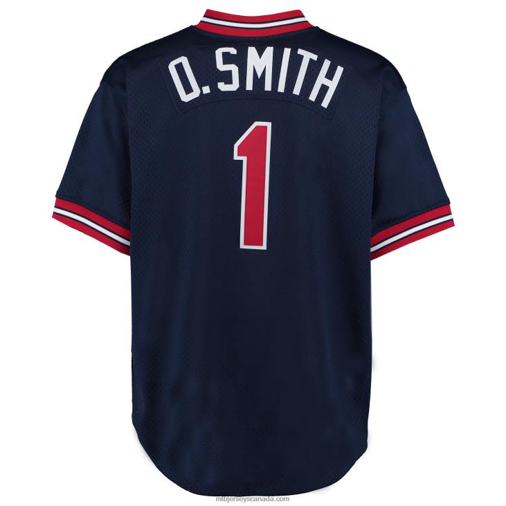 Men St. Louis Cardinals Ozzie Smith Mitchell & Ness Navy 1994 Authentic Cooperstown Collection Mesh Batting Practice Jersey MLB Jerseys 6P0T787