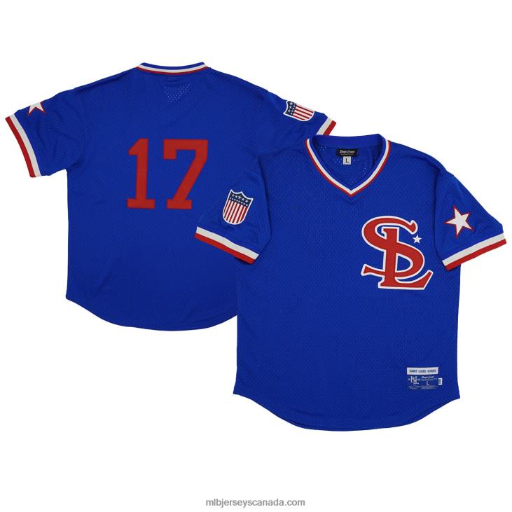Men St. Louis Stars #17 Rings & Crwns Royal Mesh Replica V-Neck Jersey MLB Jerseys 6P0T1444
