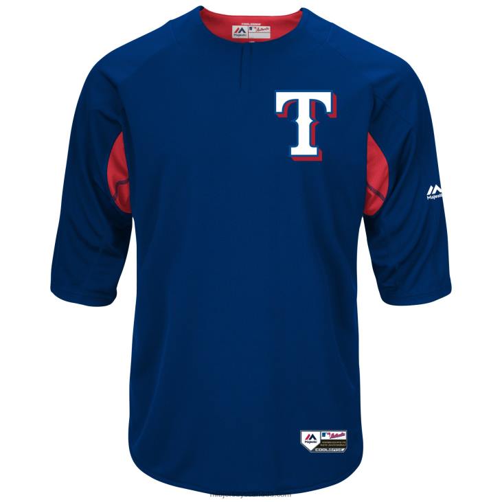 Men Texas Rangers Majestic Royal/Red Authentic Collection On-Field 3/4-Sleeve Batting Practice Jersey MLB Jerseys 6P0T1395
