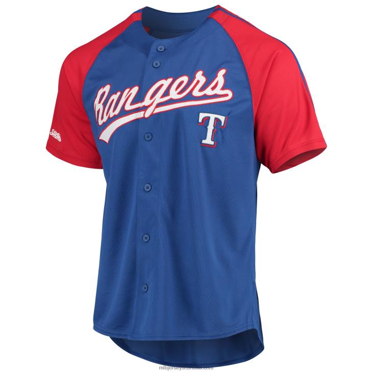 Men Texas Rangers Stitches Royal Button-Down Raglan Replica Jersey MLB Jerseys 6P0T896