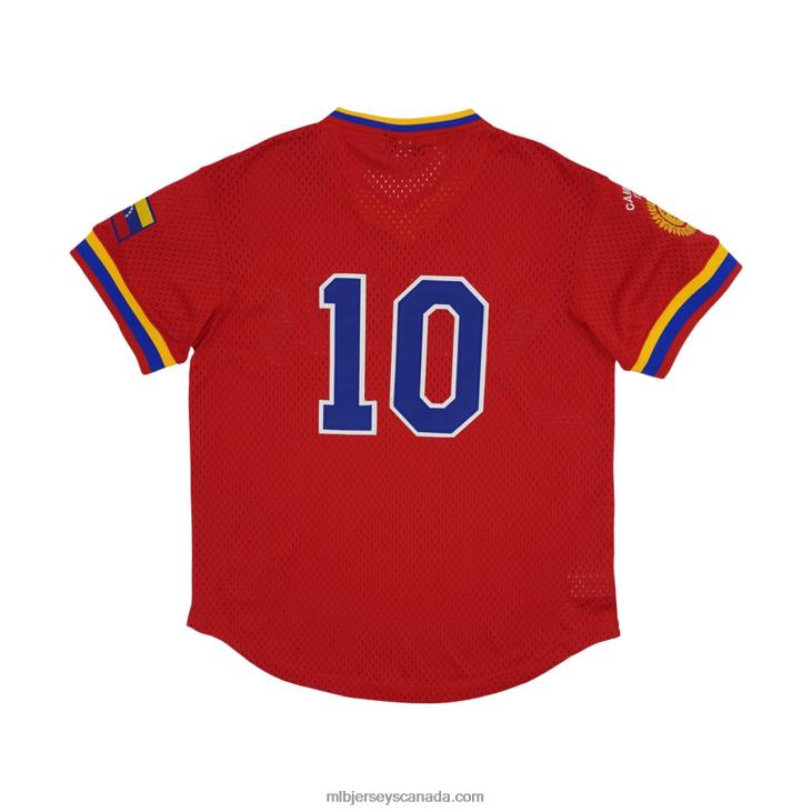 Men Vargas Campeones #10 Rings & Crwns Red Mesh Replica V-Neck Jersey MLB Jerseys 6P0T1477