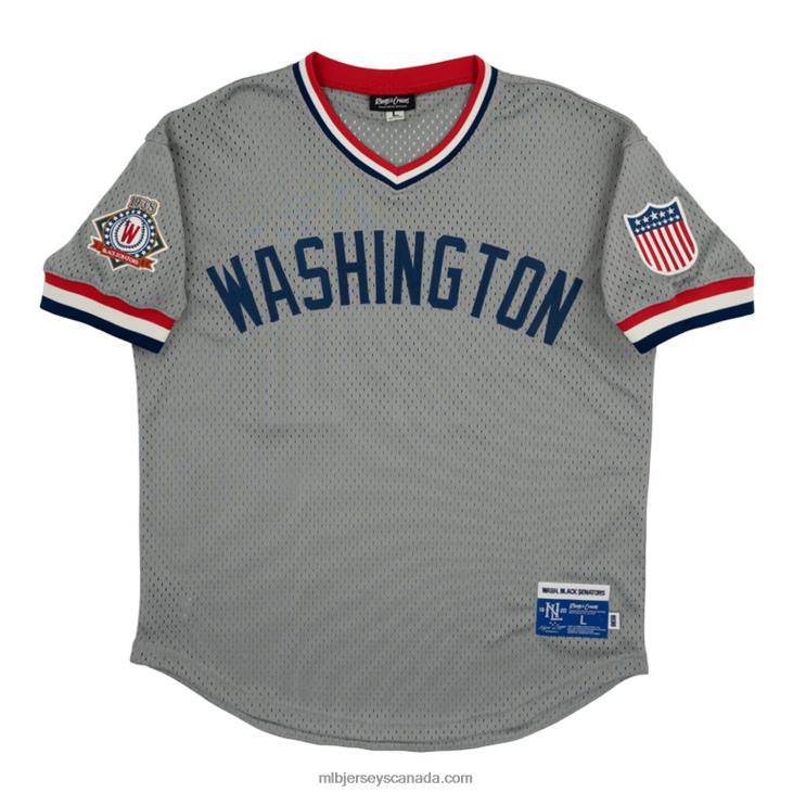 Men Washington Black Senators #44 Rings & Crwns Gray Mesh Replica V-Neck Jersey MLB Jerseys 6P0T1353