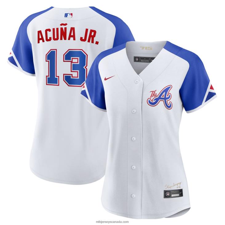 Women Atlanta Braves Ronald Acuna Jr. Nike White 2023 City Connect Replica Player Jersey MLB Jerseys 6P0T276 Women Atlanta Braves Ronald Acuna Jr. Nike White 2023 City Connect Replica Player Jersey MLB Jerseys 6P0T276