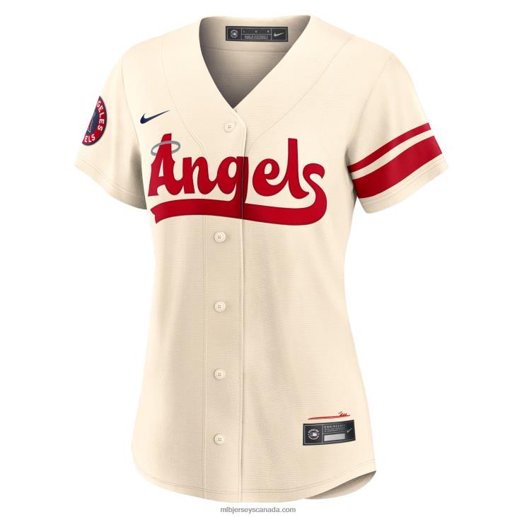Women Los Angeles Angels Mike Trout Nike Cream 2022 City Connect Replica Player Jersey MLB Jerseys 6P0T511