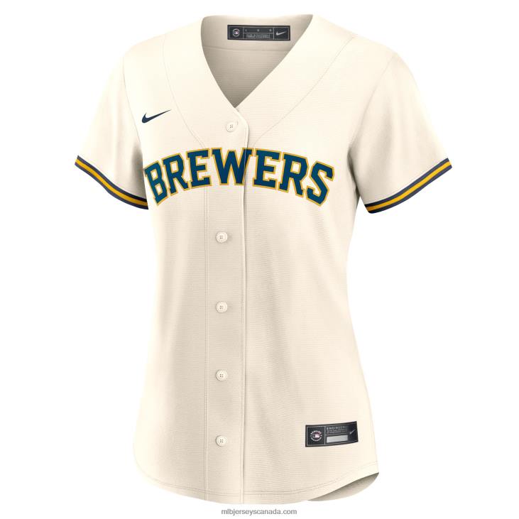 Women Milwaukee Brewers Nike Cream Home Blank Replica Jersey MLB Jerseys 6P0T709