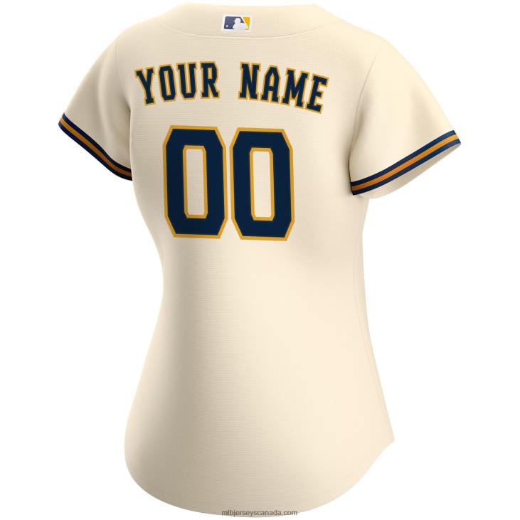 Women Milwaukee Brewers Nike Cream Home Replica Custom Jersey MLB Jerseys 6P0T1005